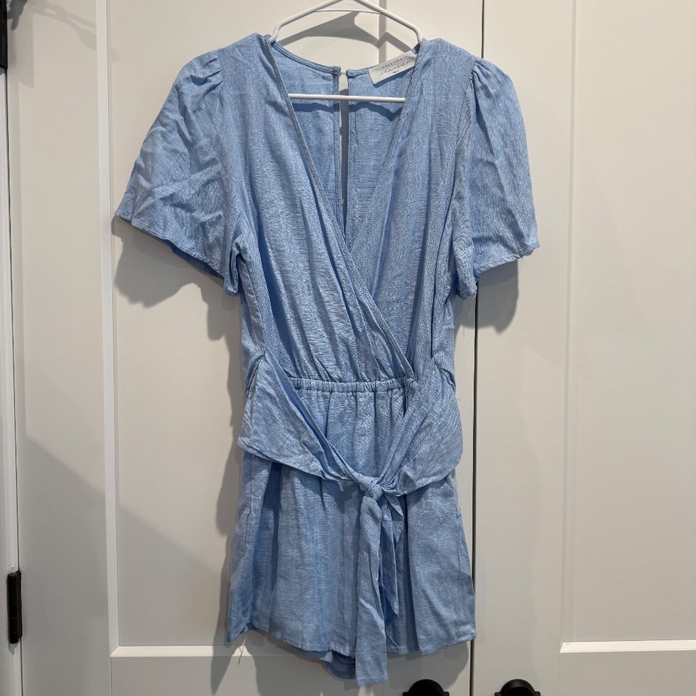 American Threads Small Light Blue Wrap Romper Size S